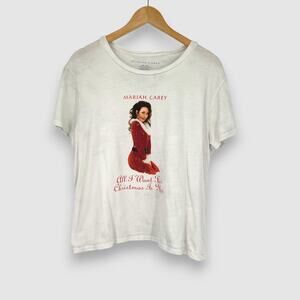 Mariah Carey All I Want for Christmas Is You Graphic Tee White Size Large